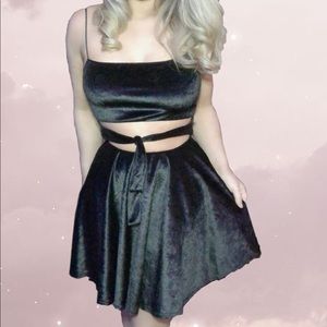 Velvet A-line Black Dress